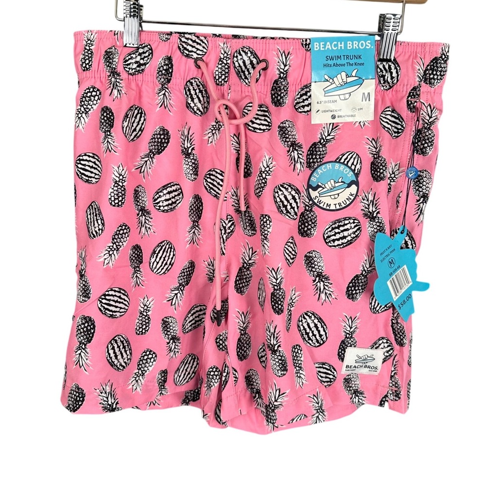 Beach Bros Mens Swim Trunks Electric Pink Fruit X-Ray Pineapple Shorts BB-104-48